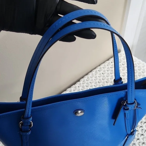 Coach large royal blue tote women hand bag - Picture 5 of 12